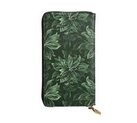 JTNWEC Portefeuille en cuir pour femme - Motif pétales floraux vert chasseur - Porte-monnaie de voyage avec fermeture éclair - Sac à main pour téléphone portable, noir, taille unique, moderne,