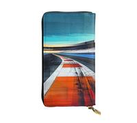 JTNWEC Portefeuille en cuir pour femme - Motif piste de course - Porte-monnaie de voyage avec fermeture éclair - Sac à main pour téléphone portable, noir, One Size, Moderne