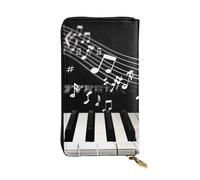 JTNWEC Portefeuille en cuir pour femme - Touches de piano avec imprimés notes de musique - Porte-monnaie de voyage avec fermeture éclair pour téléphone portable, noir, taille unique, moderne,