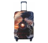 JTNWEC Steam Train Depart Housse de bagage de voyage Motif coucher de soleil, Noir/blanc, XL( Fit 29-32 Inch Luggage)