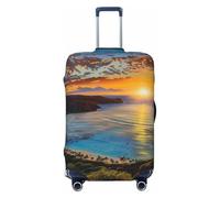 JTNWEC Sunrise Over Hanauma Bay Oahu Housse de bagage de voyage avec impression hawaïenne - Protection élastique pour valise, Noir/blanc, M( Fit 22-24 Inch Luggage)