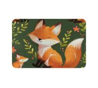 JTNWEC Tapis de bienvenue doux imprimé renard fleur mignon 40,6 x 61 cm, tapis d'entrée antidérapant pour cuisine salle de bain