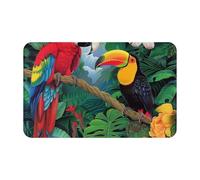JTNWEC Tapis de porte imprimé ara et toucan de forêts tropicales tropicales - Tapis de bienvenue doux antidérapant pour la cuisine et la salle de bain - 49,5 x 80 cm