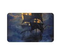 JTNWEC Tapis de porte imprimé bateau pirate pleine lune doux antidérapant tapis d'entrée tapis de sol pour cuisine salle de bain 49,5 x 80 cm