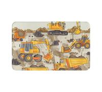 JTNWEC Tapis de porte imprimé camions de chantier doux tapis de bienvenue antidérapant tapis de sol pour cuisine salle de bain 49,5 x 80 cm