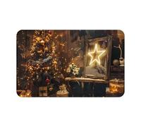 JTNWEC Tapis de porte imprimé « Merry Christmas and Happy New Year » - Tapis de bienvenue doux antidérapant - Tapis de sol pour cuisine et salle de bain - 49,5 x 80 cm