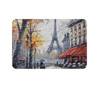 JTNWEC Tapis de porte imprimé Paris Street Tour Eiffel 40,6 x 61 cm Tapis d'entrée antidérapant Tapis de sol pour cuisine salle de bain