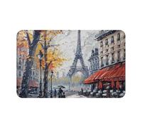 JTNWEC Tapis de porte imprimé Paris Street Tour Eiffel Tapis de porte doux antidérapant Tapis d'entrée Tapis de sol pour cuisine salle de bain 49,5 x 80 cm