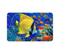JTNWEC Tapis de porte imprimé poissons de mer tropicaux, tapis de bienvenue, tapis de bienvenue antidérapant tapis de sol pour cuisine et salle de bain, 49,5 x 80 cm