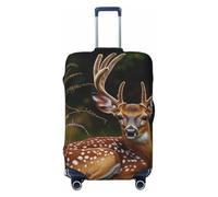 JTNWEC Whitetail Deer Fawn in Wilderness Print Housse de bagage de voyage élastique personnalisable, Noir/blanc, M( Fit 22-24 Inch Luggage)