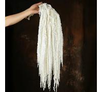 Jtoder Lot de 5 fleurs d'amarante séchées à suspendre, fleurs naturelles préservées pour arche de mariage, exposition, arrangement floral, décoration d'intérieur (blanc, 61 cm)