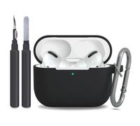 JTOMEI Coque pour AirPods Pro 2e/1ère génération avec porte-clés, protection en silicone souple, accessoires anti-poussière pour Apple AirPods Pro 2 2022/2019, LED avant visible, noir