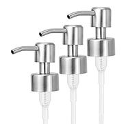 JTOOYS Lot de 3 distributeurs de savon liquide en acier inoxydable avec filetage pour goulot standard 28/400 de 26 à 28 mm, buse et tube de cuisine, salle de bain, plan de travail (argent brossé)