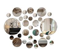 JTOOYS Miroir Stickers Muraux, 30 pcs Rond Miroir Mural 3D Décoratif Amovible Décor Art Cercle Auto-Adhésif DIY Miroir Autocollant Mural pour Salon Cuisine Chambre Bureau TV Fond 3 5.5 8 15 CM