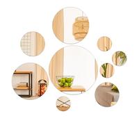 JTOOYS Miroir Stickers Muraux, 9 pcs Rond Miroir Mural 3D Décoratif Amovible Décor Art Cercle Auto-Adhésif DIY Miroir Autocollant Mural pour Salon Cuisine Chambre Bureau TV Fond, 6 10 15 20 CM