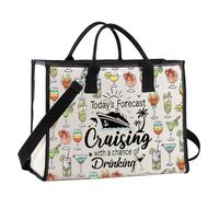 JTOUK Cadeau de croisière, de vacances, de plage, de voyage, de prévisions d'aujourd'hui, avec une chance de boire, sac fourre-tout, Croisière Lt Eu, 14.96”* 6.7”* 11.81” ,Large