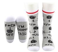 JTOUK Chaussettes amusantes pour homme et femme, Chaussettes de codage EU, Taille unique