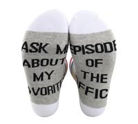 JTOUK Chaussettes de série télévisée de bureau - Cadeau pour fan de télévision - Demandez-moi à propos de mon épisode préféré des chaussettes O Socks, Épisode de Office EU, One Size Tall