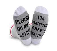 JTOUK Chaussettes humoristiques inspirées de l'émission télévisée « Please Do Not Disturb I'm Watching Grey's » pour les fans de- Gris - Medium