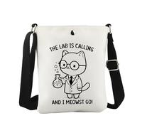 JTOUK Chemistery Cat Sac à bandoulière « The Lab is Calling Science Cat » Cadeau technique de laboratoire, The Lab Cb Eu, 5.91 Inches ×8.27 Inches