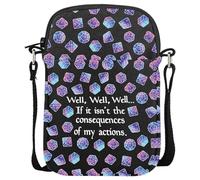 JTOUK DND D20 Pochette à dés D&D pour jeux de rôle, Mes actions Cr Eu, Trousse à cosmétiques avec impression