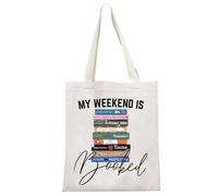 JTOUK J-Austen Bookish Gift Jane Book Bag Austen Book Club Fans Littérary Gift My Weekend Is Booked Tote Bag, Réservé Jane Tote Eu, 13.78 inch x 15.75 inch, Large