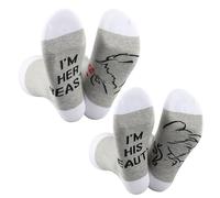 JTOUK Lot de 2 paires de chaussettes Paris His Beauty Her Beast pour mariés - Cadeau d'anniversaire de mariage - Cadeau de fiançailles pour couples et parents, His Beauty/Her Beast EU, Taille unique