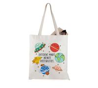 JTOUK Neurodiverse Universe Sac fourre-tout Différents esprits Possibilités infinies Cadeau d'acceptation de l'autisme Cadeau de sensibilisation à l'autisme, Different Minds Tote Eu, 14.96”* 6.7