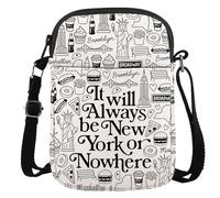 JTOUK New York Travel Gift NYC Souvenirs It Will Always Be New York or Nowhere Sac à bandoulière de voyage pour les amateurs de New York, Be New York Cr Eu, 5.91 Inches ×8.27 Inches