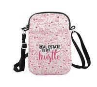 JTOUK Real Estate Is My Hustle Sac à bandoulière fantaisie Cadeau pour agent immobilier, Immobilier Cr Eu, 5.91 Inches ×8.27 Inches