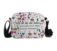JTOUK Sac à bandoulière en crochet avec inscription « If You Can Read This Lets Be Friends », Lets Be Friends Hkb Eu, 8.27 Inches × 5.91 Inches × 0.79 Inches