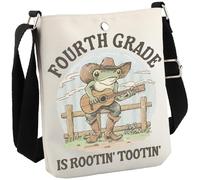 JTOUK Sac à bandoulière « First Day Of 4th Grade Is Rootin' Tootin' Western Frog Teacher », Quatrième année Cb UE, 8.27 Inches ×6.5 Inches × 0.79 Inches