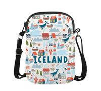 JTOUK Sac à bandoulière Islande sur le thème de l'Islande Cadeau de déménagement en Islande, Islande Cr UE, 5.91 Inches ×8.27 Inches