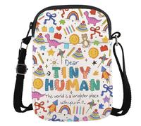 JTOUK Sac à bandoulière pédiatrique pour infirmière pédiatrique, cadeau de remise de diplôme « Dear Tiny Human This World Is a Brighter Place », Tiny Human Cr EU, 5.91 Inches ×8.27 Inches