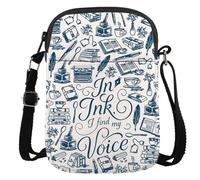 JTOUK Sac à bandoulière pour écrivain d'écriture - Cadeau pour journaliste, romancier, auteur - Avec inscription « I Find my Voice » - Pour les amateurs d'écriture (In Ink CR UE)