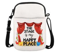 JTOUK Sac à bandoulière pour musicien avec inscription « The Stage is My Happy Place », Stage Happy Place Cr Eu, 5.91 Inches ×8.27 Inches
