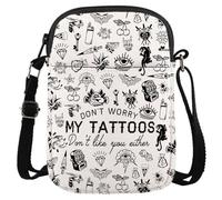 JTOUK Sac à bandoulière pour tatoueur avec inscription « Don't Worry My Tattoos Don't Like You Either », My Tattoos Cr Eu, 5.91 Inches ×8.27 Inches