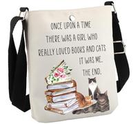 JTOUK Sac à bandoulière sur le thème de la lecture des chats « There Was A Girl Who Really Loved », Loved Books& Cats Cb Eu, 8.27 Inches ×6.5 Inches × 0.79 Inches