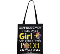 JTOUK Sac de voyage inspiré du dessin animé Pooh Bear Accessoires There was a Girl Who Really Love Pooh Pochette à fermeture éclair pour les amoureux des ours, Loved Pooh Toteblack Eu, Tous les jours