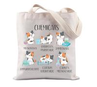 JTOUK Sac fourre-tout amusant chimie chat cadeau science meme chats cadeau pour les amateurs de chimie, Chemicats Tote Eu, 13.78 inch x 15.75 inch, Large