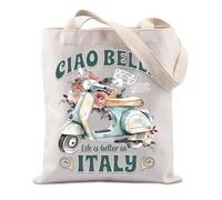 JTOUK Sac fourre-tout Ciao Bella Life Is Better In Italy Cadeau de lune de miel, Bella Italy Tote Eu, 14.96”* 6.7”* 11.81” ,Large