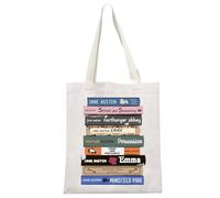 JTOUK Sac fourre-tout en toile pour les amateurs de livres Austen Book Club, Jane Book Tote EU, 13.78 inch x 15.75 inch, Large
