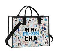 JTOUK Sac fourre-tout inspiré du film de dessin animé, cadeau pour fan de film de fée, cadeau de princesse glacée, neige, cadeau de vacances en famille, Frozera Lt Eu, 14.96”* 6.7”* 11.81” ,Large