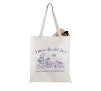 JTOUK Sac fourre-tout inspiré d'un professeur d'histoire, cadeau historien « I Miss the Old Days Said No History Teacher Ever History », History Teacher Tote EU, 13.78 inch x 15.75 inch, Large