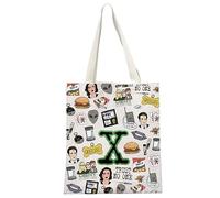 JTOUK Sac fourre-tout pour fans de séries télévisées - Cadeau extraterrestre de science-fiction - Cadeau pour les amateurs d'OVNI, Xfile Pattern Tote EU, 13.78 inch x 14.96 inch, Large