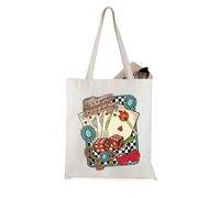 JTOUK Sac fourre-tout sur le thème des cartes de poker Life's A Gamble I'm Just Dealing - Cadeau de jeu occidental - Cartes de dés - Cadeau cerise, Un sac fourre-tout Gamble EU