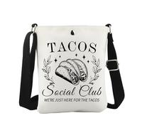 JTOUK Tacos Social Club Sac à bandoulière mexicain pour les amateurs de tacos, Tacos CB UE, 8.27 Inches ×6.5 Inches × 0.79 Inches