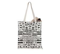 JTOUK Theatre Life Sac fourre-tout Comédie Tragédie Masque Cadeau Théâtre Drame Acteur Merch, Theatre Life Tote EU, 14.96”* 6.7”* 11.81” ,Large