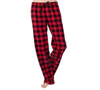 JTPW Women's 100% Cotton Flannel Sleep Pajama Pants with Pockets (Black RED Check, M)