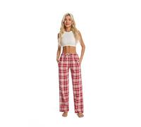 JTPW Women's 100% Cotton Super Soft Flannel Pajama/Lounge Bottoms with Pockets, Red White Plaid, Size: M